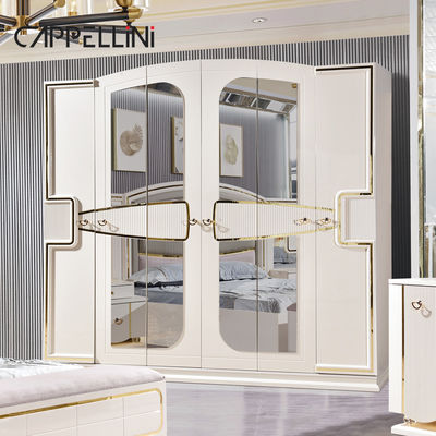 Grosir Harga King Size Double Bed Kulit Suite Master Room Rumah Putih Full Wooden Mdf Luxury Set furnitur kamar tidur