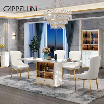 Modern Meja Makan Kayu Putih Set 4 Kursi 6 Kursi Full Home Furniture Besar Meja Makan Kayu Mewah Set