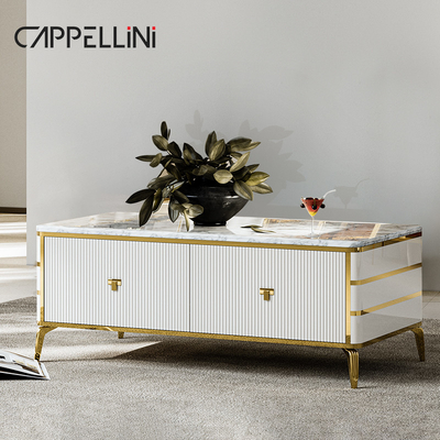 Nordic Modern White Wooden TV Cabinet Storage Living Room Furniture Mewah TV Kayu Stand Dengan Set Meja Kopi