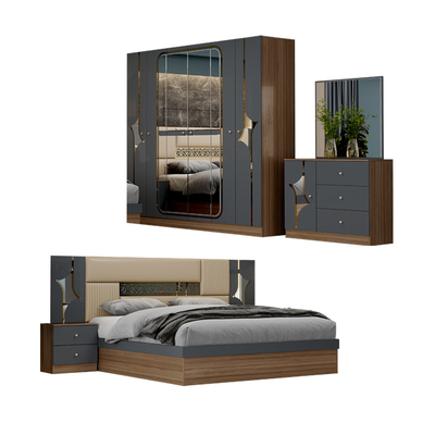 Grosir Harga Murah Turki Double King Kamar Tidur Rumah Kayu Frame Mdf Modern Mewah Full Size Kamar Tidur Furniture Set