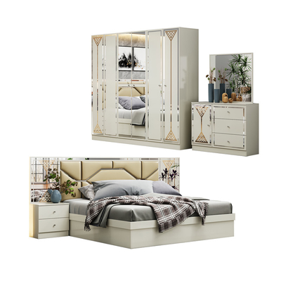 Desain Baru Grosir Set Kamar Tidur Dua Kamar Tidur Kayu Rumah Mewah Bingkai Kayu Murah Ukuran King Modern Furniture Set Kamar Tidur
