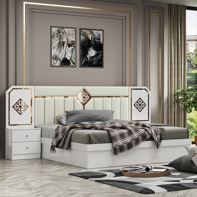 Foshan Grosir Murah Mewah Double King Size Kamar Tidur Set Modern Rumah Lengkap Kayu Frame Kamar Tidur Sets Furnitur