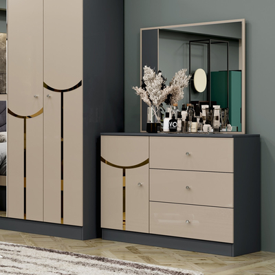 Grosir Murah Frame Kayu Mewah Set Ranjang Ukuran Raja Ganda Modern Rumah Turki Kayu MDF Set Kamar Tidur Lengkap Perabotan
