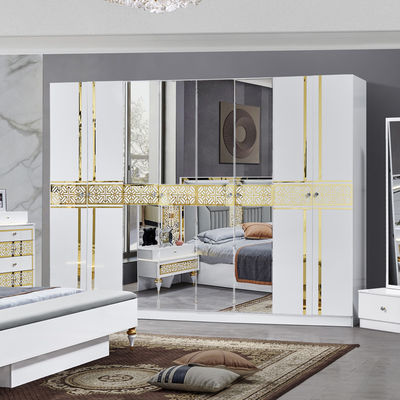 Grosir Perancis Rumah Kayu Frame Master Room Double Bed Room Set Modern Kayu Ukuran Raja Meubel kamar tidur mewah