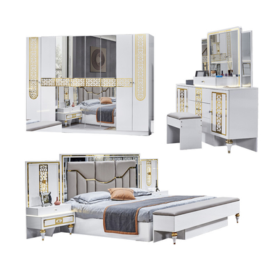 Kualitas Tinggi Grosir Kayu Frame Double Bed Master Kamar King Size Kayu Modern Mewah Set Kamar Tidur Lengkap Furnitur