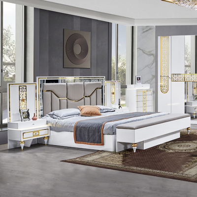 Kualitas Tinggi Grosir Kayu Frame Double Bed Master Kamar King Size Kayu Modern Mewah Set Kamar Tidur Lengkap Furnitur