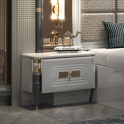 Berkualitas tinggi Modern Kerangka Kayu Ganda Ukuran Raja Tempat Tidur Kayu Terang Headboard Ruang utama Mewah Set furnitur kamar tidur penuh