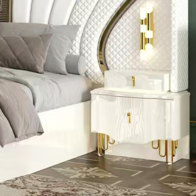 OEM Grosir Putih Royal Mewah Double King Size Bed Master Room Modern Rumah Kayu Frame Full Set furnitur kamar tidur