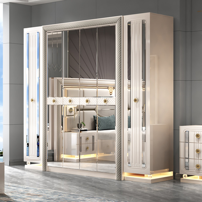 Modern Luxury Frame Kayu Double King Size Bed Set Villa Home Master Room Ratu Kulit Kayu Mdf Full Furniture Set Kamar Tidur