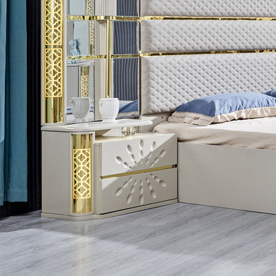 Modern Luxury Villa Kayu Frame King Size Tempat Tidur Rumah Royal Klasik Kayu Ratu Double Kulit Set furnitur kamar tidur penuh