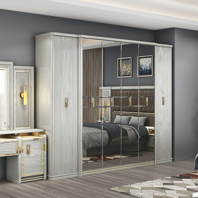 Modern lengkap Kulit Kayu Ukuran Raja Tempat tidur 5 Piece Sets Double Master Room Queen Full Luxury Rumah Kamar Tidur Furniture Set