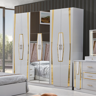 Foshan Grosir Kayu Frame Double Kulit Ukuran Raja Bed Suite Rumah Kayu Ratu Full Murah Modern Meubel Kamar tidur mewah Set