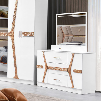 Turkish Luxury Style Frame Kayu Ukuran Raja Set Tempat Tidur Led Headboard Modern Klasik Full Home Set Kamar Tidur Kayu Furnitur