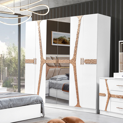 Turkish Luxury Style Frame Kayu Ukuran Raja Set Tempat Tidur Led Headboard Modern Klasik Full Home Set Kamar Tidur Kayu Furnitur
