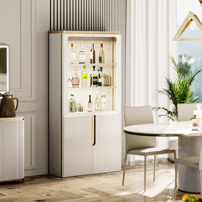Desain Sederhana Kaca Putih Tampilan Wine Rack Furnitur Ruang Makan Modern Mewah Ruang Tamu Kayu Rumah Bar Wine Cabinet
