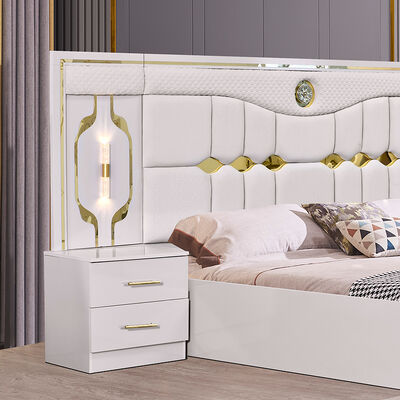 Desain Baru Frame Kayu Raja Ukuran Set Kamar Tidur Furnitur Kamar Tidur Double Modern Mewah Kayu Full Home Furniture Set Kamar Tidur