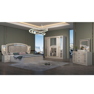 Grosir Murah Full 5 Piece furnitur kamar tidur modern set rumah apartemen lengkap rangka kayu ganda mewah king size tempat tidur