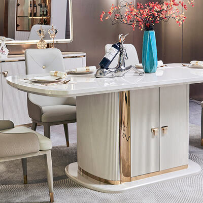 Modern Rumah Mewah Meja Makan Kayu Dan Kursi Set 6 Kursi Furnitur Putih Set Ruang Makan Kayu Lengkap