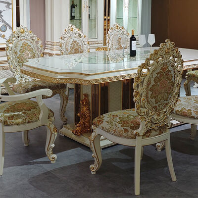 Meja Makan Kayu Mewah Gaya Eropa Set 8 Kursi Meja Makan Rumah Perabotan Ruang Makan Meja Makan Kayu Klasik Besar