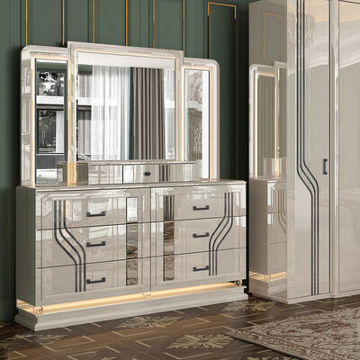 Gaya Turki Modern Kamar Dewasa Double Bed Suite Home Storage Frame Kayu Mewah Ukuran Raja Set furnitur kamar tidur lengkap