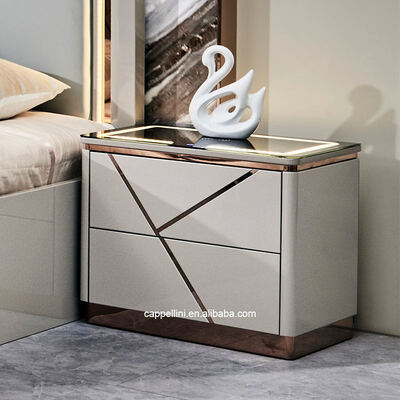 Rumah sederhana Kerangka Kayu Ganda Kulit King Bed Modern Kayu Mewah Ukuran Ratu Set Perabot Kamar Tidur