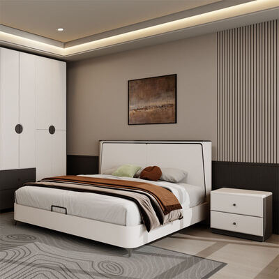 Set Kamar Tidur Modern Minimalis Ukuran King Lengkap dalam Kayu Klasik dengan Penyimpanan Suite Furnitur Kamar Tidur Mewah yang Nyaman