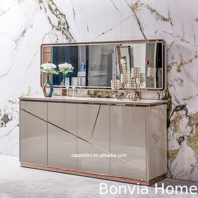 Grosir Kompleks Modern Mewah Ruang Makan Set Rumah Perabot Penyimpanan Kayu sederhana 6 kursi Meja makan dan kursi Set