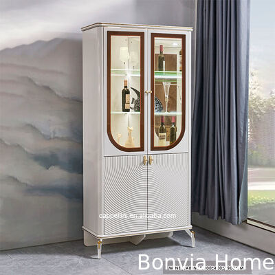 Meja makan mewah yang elegan dan kursi set 6 kursi furnitur rumah penyimpanan putih lengkap modern set ruang makan kayu besar