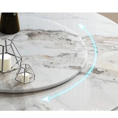 Set Meja Makan Marmer Hitam Berkualitas Tinggi Italia dengan Kaki Baja dan 4 6 Kursi