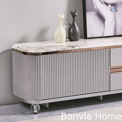 Desain Modern Mewah TV Kayu Stand Rumah Furnitur Laci Penyimpanan Marmer Slate Top Besar Kayu Panjang Ruang Tamu Kabinet TV