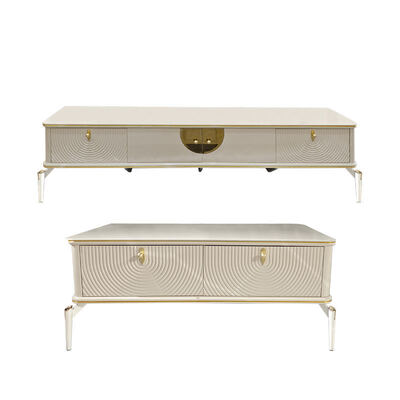 Desain Modern Rak TV Persegi Panjang Kayu Putih Furnitur Ruang Tamu Penyimpanan Besar Lemari TV Mewah Kayu Rumah