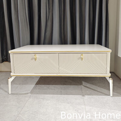 Desain Modern Rak TV Persegi Panjang Kayu Putih Furnitur Ruang Tamu Penyimpanan Besar Lemari TV Mewah Kayu Rumah