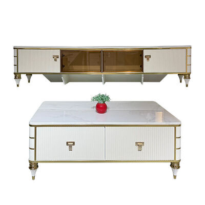 Meja TV Kayu Putih Nordic Berkualitas Tinggi Furnitur Rumah Penyimpanan Hotel Modern Mewah MDF Lemari TV Ruang Tamu