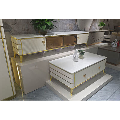 Meja TV Kayu Putih Nordic Berkualitas Tinggi Furnitur Rumah Penyimpanan Hotel Modern Mewah MDF Lemari TV Ruang Tamu