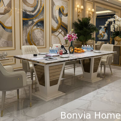 Rumah Mewah Modern Meja Makan Kayu Set 6 Kursi Seater persegi panjang Rumah Restoran Set furnitur ruang makan lengkap