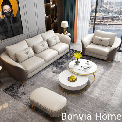 Italian Design Luxury Home Modular Leather Sofa Set Villa Furniture Wood Frame Large Living Room Sectional Sofa