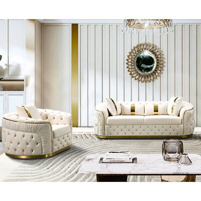 High End Custom Luxury Villa 3 2 1 Seater Sofa Set Furniture Living Room Modular Italia Desain Modern Kain Sofa Bagian