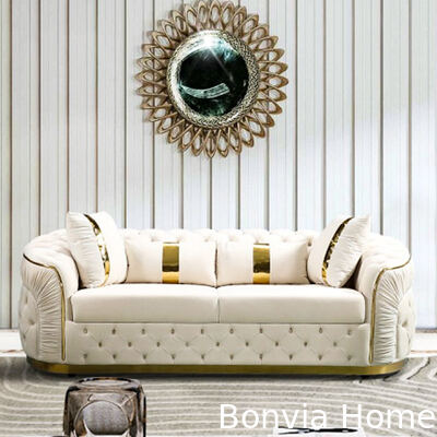 High End Custom Luxury Villa 3 2 1 Seater Sofa Set Furniture Living Room Modular Italia Desain Modern Kain Sofa Bagian