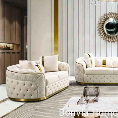 High End Custom Luxury Villa 3 2 1 Seater Sofa Set Furniture Living Room Modular Italia Desain Modern Kain Sofa Bagian