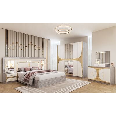 Foshan Grosir Murah Set Kamar Tidur Turki Raja Ukuran Bed Frame Mewah Ruangan Rumah Suite Kayu Modern Furniture Set Kamar Tidur