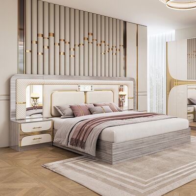 Foshan Grosir Murah Set Kamar Tidur Turki Raja Ukuran Bed Frame Mewah Ruangan Rumah Suite Kayu Modern Furniture Set Kamar Tidur
