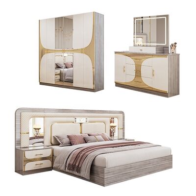 Foshan Grosir Murah Set Kamar Tidur Turki Raja Ukuran Bed Frame Mewah Ruangan Rumah Suite Kayu Modern Furniture Set Kamar Tidur