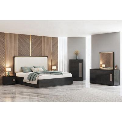 Minimalis King Size Bed Luxury Bedroom Sets Hotel Apartemen Frame Kayu Modern Furnitur Kamar Tidur Set dengan Lemari Sisi Komoditas