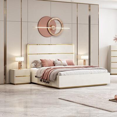 Tempat Mewah Ringan Meuble De Chambre Set Kamar Tidur Lengkap Modern Furnitur Bingkai Kayu Set Kamar Tidur King Mewah Ganda