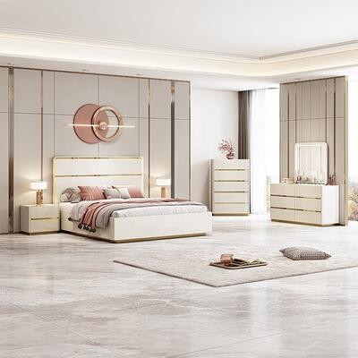 Tempat Mewah Ringan Meuble De Chambre Set Kamar Tidur Lengkap Modern Furnitur Bingkai Kayu Set Kamar Tidur King Mewah Ganda