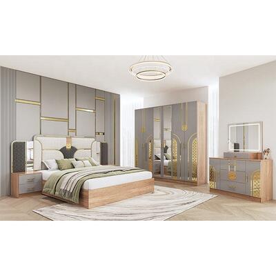 Chambre a Coucher Complet Set Kamar Tidur Turki Kamar Tidur Ukuran King Bingkai Kayu Ganda Set Furnitur Kamar Tidur Modern Mewah Murah