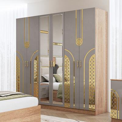 Chambre a Coucher Complet Set Kamar Tidur Turki Kamar Tidur Ukuran King Bingkai Kayu Ganda Set Furnitur Kamar Tidur Modern Mewah Murah