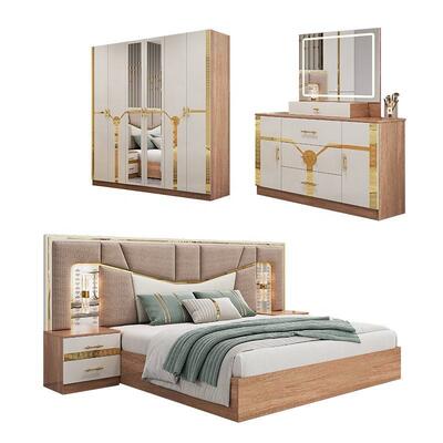Meuble De Chambre Modern furnitur kamar tidur Set king Size Bed Frame Kayu Rumah Mewah lengkap furnitur Turki set kamar tidur