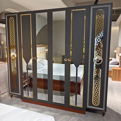 Foshan Grosir Mewah Set Kamar Tidur Lengkap 5 Piece King Size Bed Suite Frame Kayu Turki Modern Furniture Set Kamar Tidur