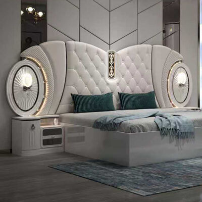 Harga Massal Set Furnitur Kamar Tidur Mewah Modern Rangka Tempat Tidur Ukuran King Kamar Utama Set Kamar Tidur Turki Lengkap dengan Lampu Led
